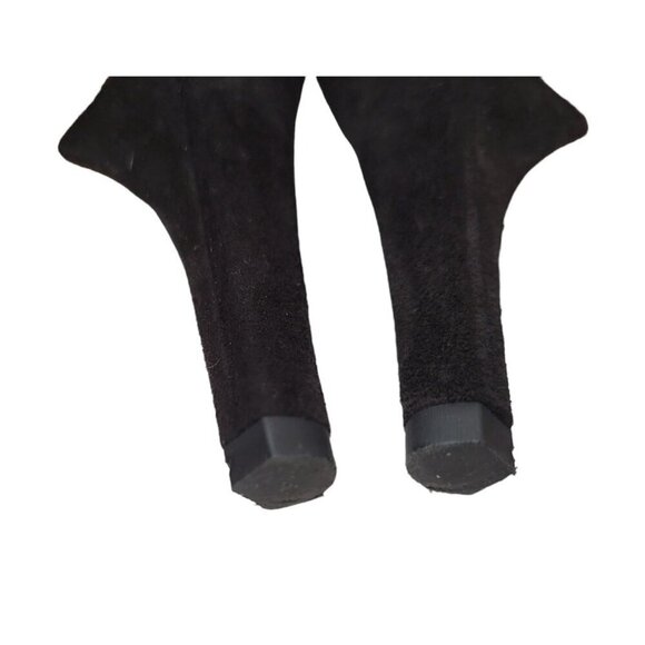 Chloé Mike Black Suede Studded Bow Cut-Out Heel Bootie - Picture 12 of 16